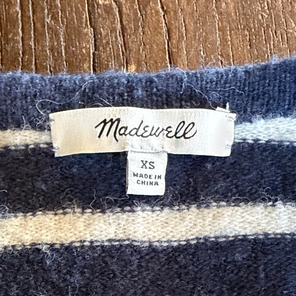 Madewell Navy and White Striped Cardigan - Picture 2 of 3